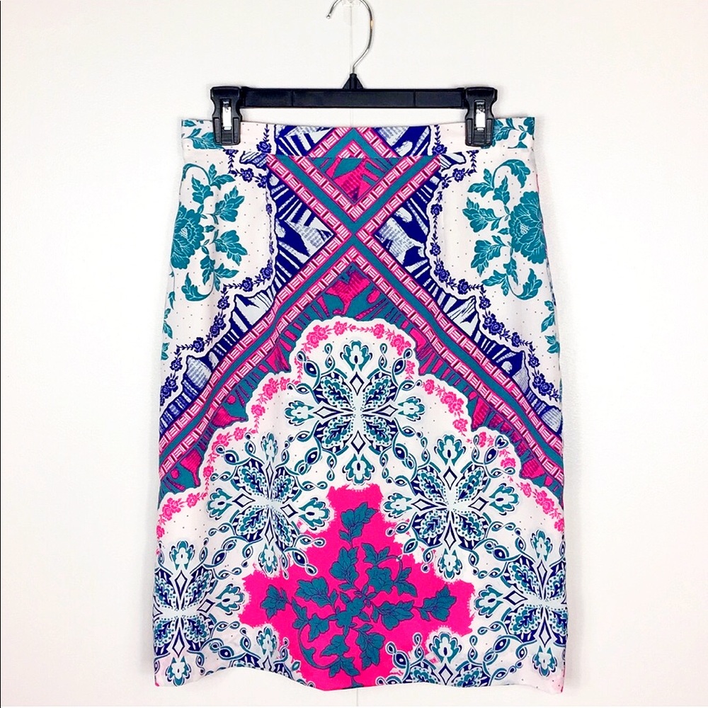 [Antonio Melani] Multi-Color Pattern Pencil Skirt